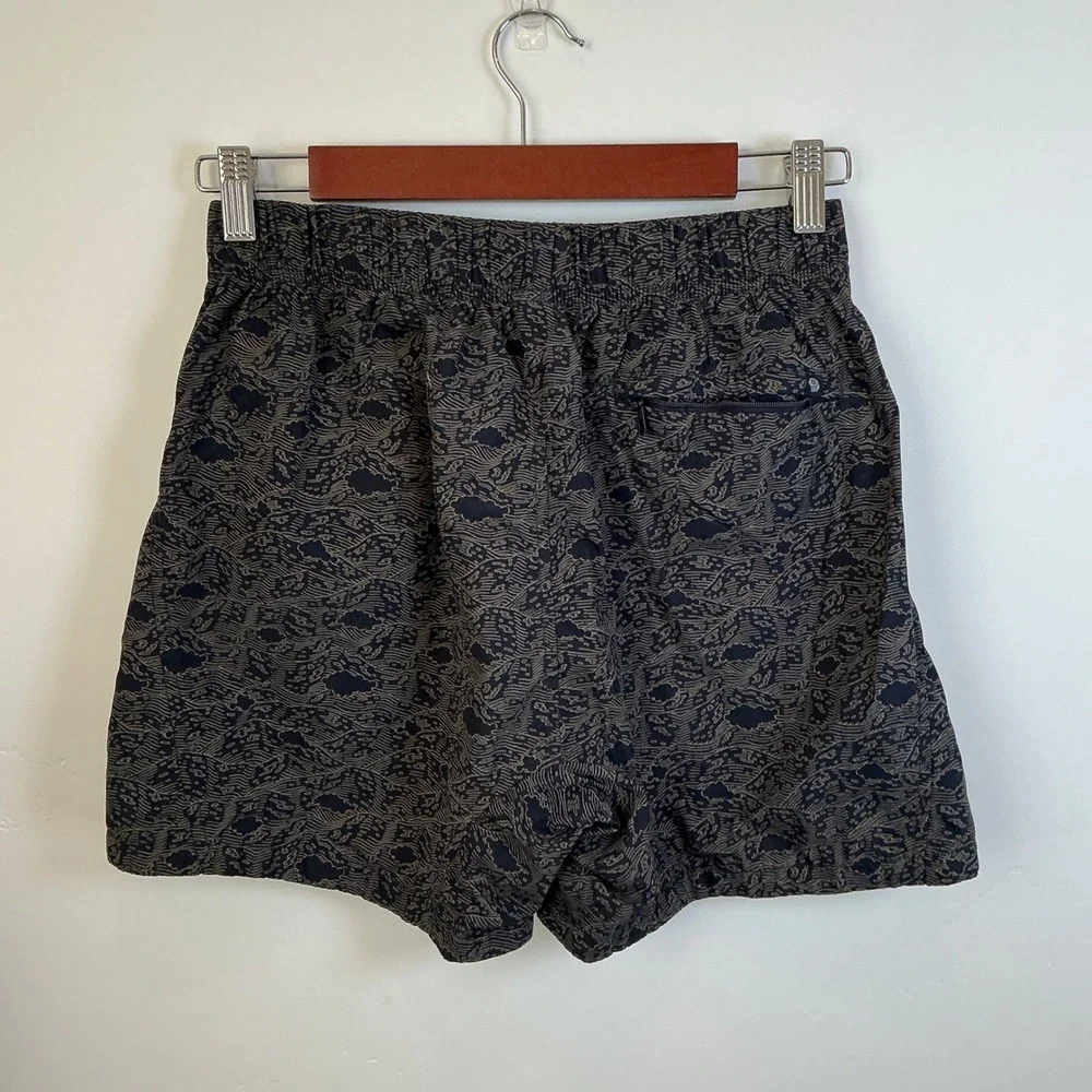 Mountain Hardwear Topographic Print Hiking Shorts Navy Blue Drawstring Medium M